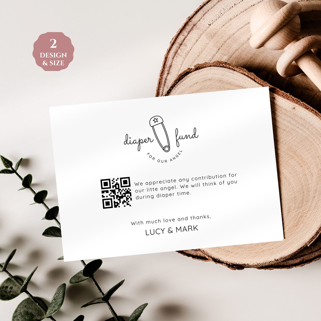 Diaper Fund QR Code, Baby Shower Diaper Fund, Qr Code Diaper Fund Sign