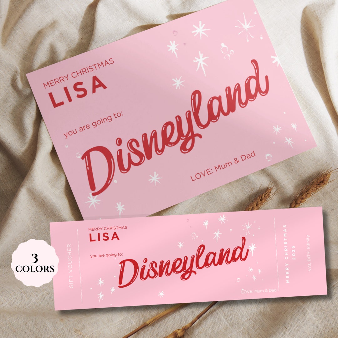 Disneyland Tickets Christmas Printable, Instant Download, Holiday ...