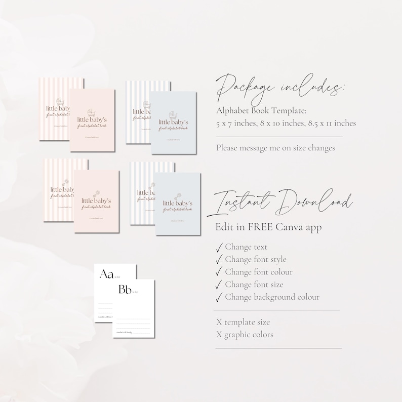 Baby First Abc Book Template, Alphabet Book Template, Abc Book Template, Editable First Alphabet Book, ABC Baby Shower Game Template image 8