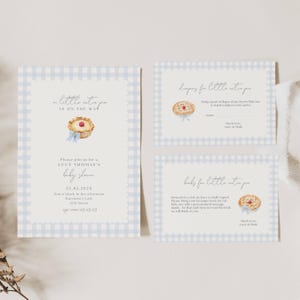 Pie Baby Shower Invite Boy, Cutie Pie Gingham Baby Shower, A Little Cutie Pie Is On The Way Baby Shower, Blue Gingham Cutie Pie Baby, CP01