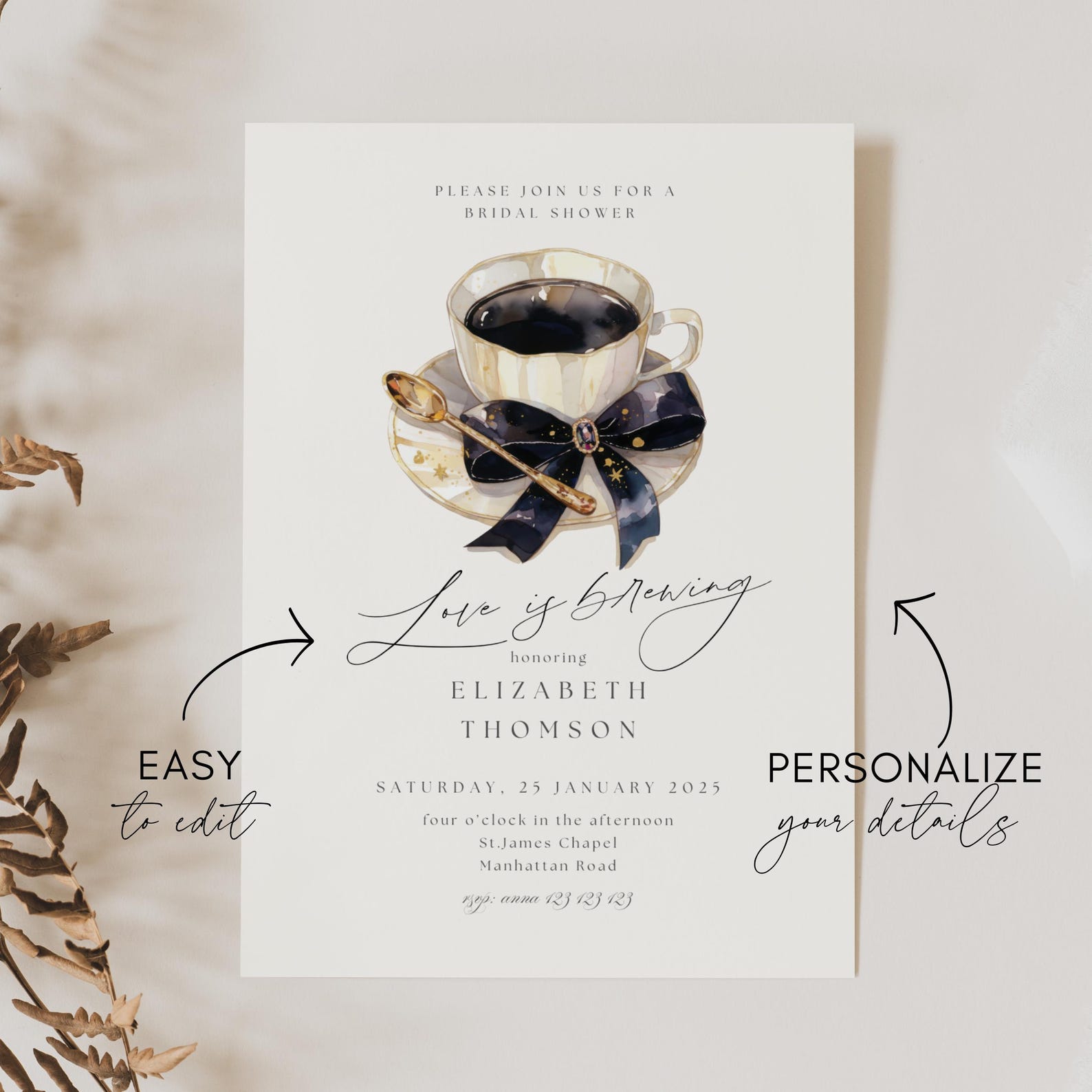 Bridal Shower Invitation Coffee Theme, Coffee Themed Bridal Shower ...