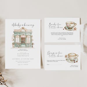 A Baby Is Brewing Coffee Invitation, Coffee Themed Baby Shower Invitations, Coffee Baby Shower, Coffee Bean Baby Shower Invitation, SH01