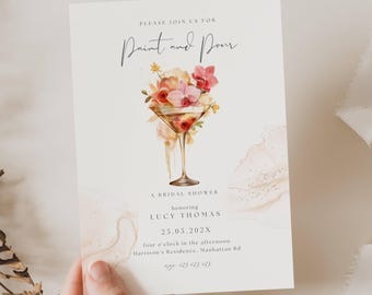 Paint and Sip Party Invitation, Sip and Paint Invitation, Paint and Pour Invitations, Adult Painting Party Invite, Sip And Paint Event, SP01