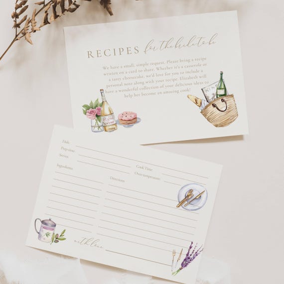 She's Off The Market Bridal Shower Recipe Card, Off The Market Bridal Shower Recipe, Fresh Off The Market Bridal Shower Recipe Card