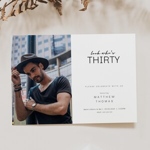 Look Whos 30 Invitation, 30th Birthday Invitation Template Male, Photo 30th Birthday Invite, 30th Birthday Invitation For Him, Any Age, AB02
