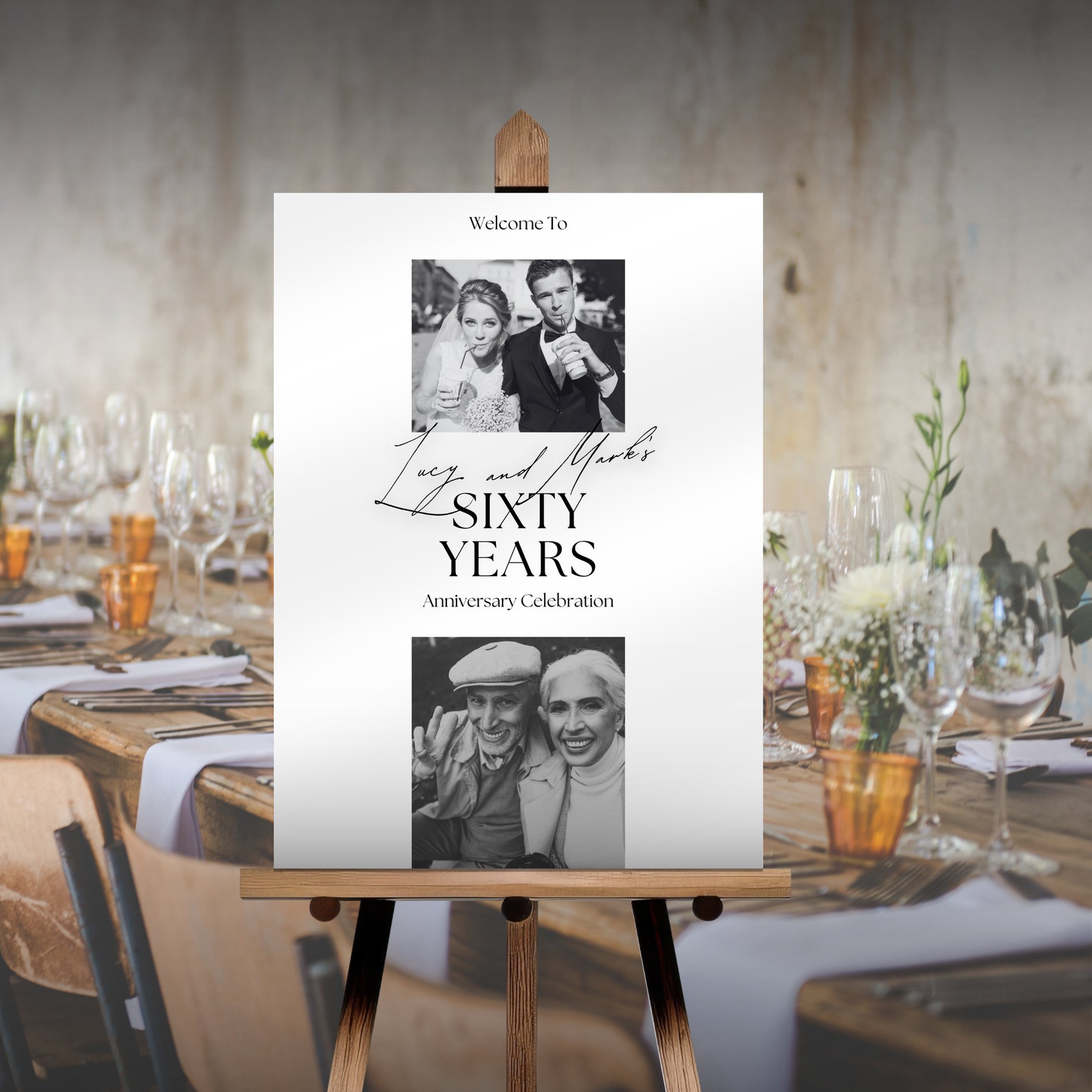 60th Wedding Anniversary Welcome Sign, 60th Wedding Anniversary ...