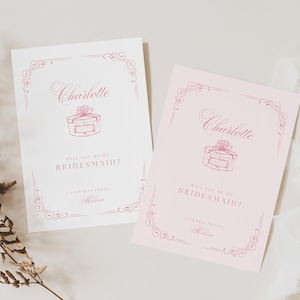 Wollen Sie meine Brautjungfer Proposal Card Bow sein, Brautjungfer Proposal Card Pink Bow, werden Sie meine Trauzeugin Proposal Card Template, GM02 sein
