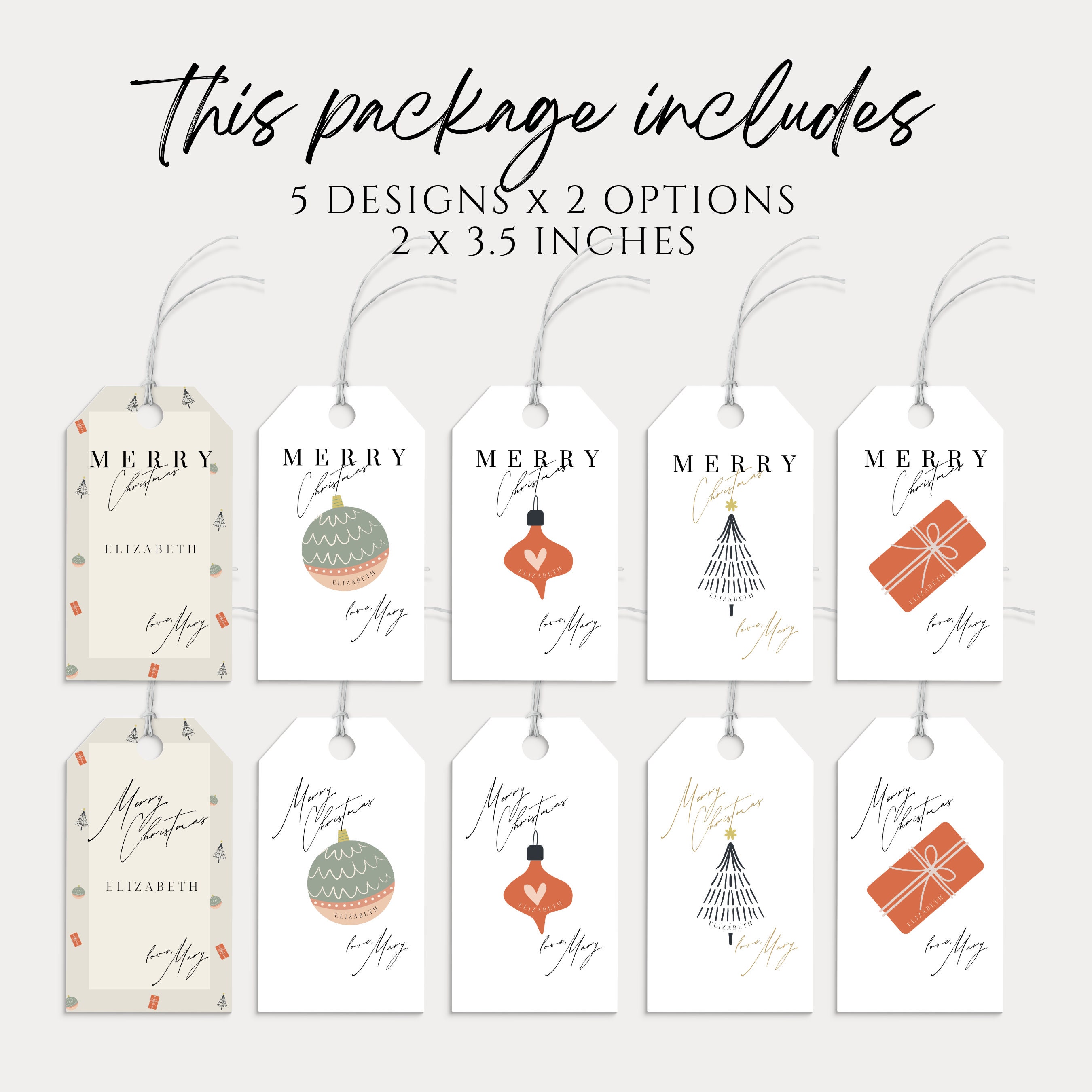 Printable Name Tags for Christmas Gifts, Favor Tags, Christmas Personalized Gift Tags, Instant ...