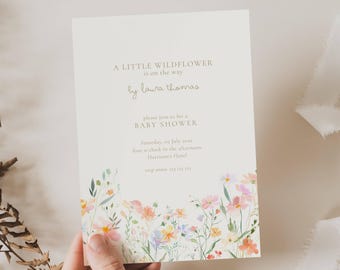A Little Wildflower Is On Her Way Baby Shower: Bright Florals (Editable Template), Baby in Bloom