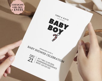 Christmas Ornament Baby Shower Invite | Winter Baby Shower Invitation | Editable Christmas Baby Shower Invite Template | Instant Download