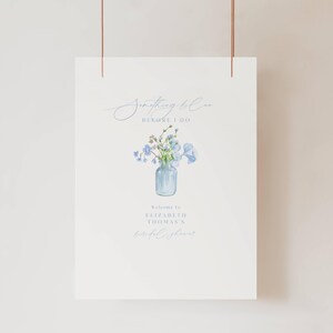 Something Blue Before I Do Bridal Shower Sign, Light Blue Floral Bridal Shower Welcome Sign, Dusty Blue Floral Bridal Welcome Sign, SB01