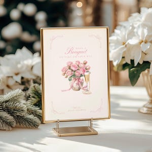 Petals And Prosecco Bridal Shower Flower Bar, Make Your Own Flower Bar Sign, Bouquet Bar Sign Bridal Shower, Flower Bar Sign Template, TN01