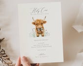 Highland Cow Baby Boy Invite Baby Shower, Boho Highland Cow Baby Shower Invite, Oh Holy Cow We Are Having a Baby Boy, Cow Baby Shower