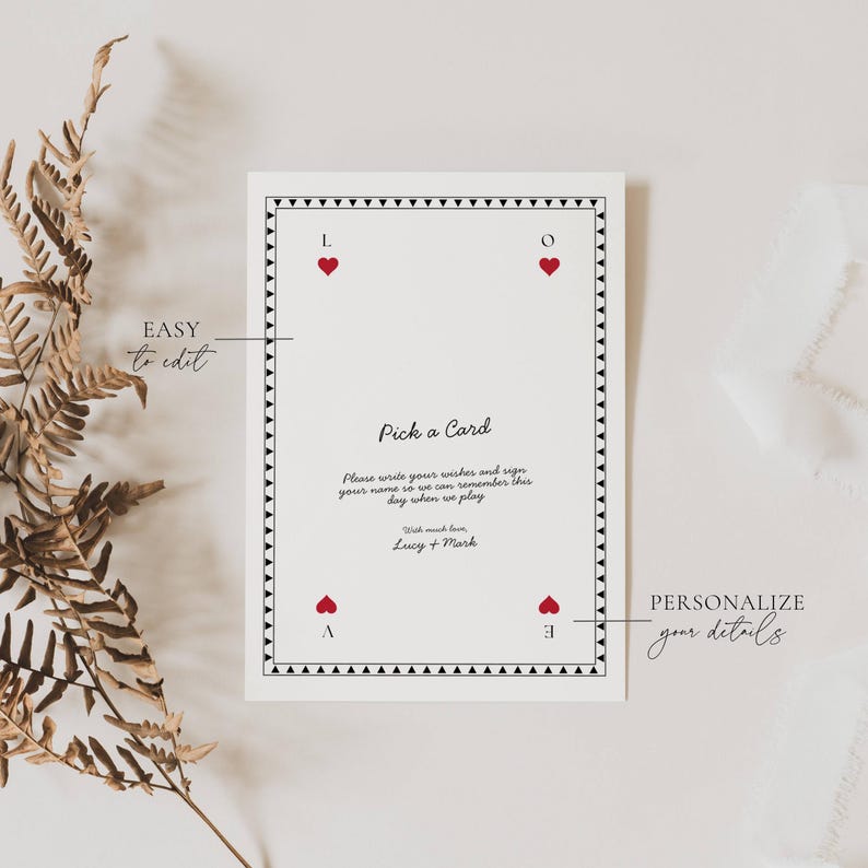 Playing Cards Guest Book Sign, Pick A Card Sign, Please Sign our Guest Book, Wedding Pick A Card Sign, Custom Playing Card Guestbook Sign Template