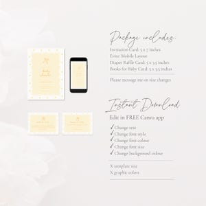 Yellow Baby Shower Invitation: Whimsical Bow (Editable Template), Lemon Yellow, Handrawn, Gender Neutral, Wavy Border Yellow Baby Shower Invitation Template, Canva Editable Template