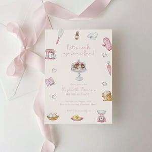 Cooking Class Birthday Invitation, Baking, Sweet Girl, Cook Up Some Fun (Editable Template)