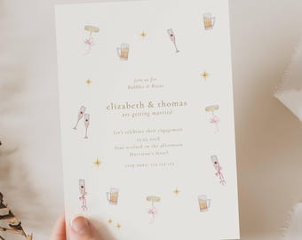 Bubbles and Brews Wedding Shower Invite, Couples Shower Invitations, Wedding Shower Invite, Engagement Party, Champagne And Beer Shower BB02