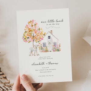 Little Lamb Neutral Baby Shower Invitation, Simple Sheep Baby Shower, Sweet Lamb Baby Shower Invite, Baby Lamb Baby Shower Invitation, LMB