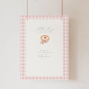 Cartello per baby shower Cutie Pie, cartello di benvenuto per baby shower A Little Cutie Pie Is On The Way, cartello per baby shower Pink Pie Gingham, cartello Sweet as Pie, CP01