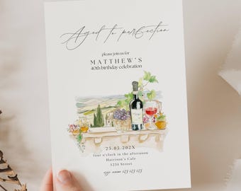 Aged To Perfection Birthday Invitation, Wine Theme Birthday Invitation, 70th Birthday Wine, 30th Birthday Wine, Winery Birthday Invite, AB02