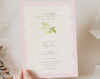 Lemon Baby Shower Invitation, A Sweet Little One is on the Way Invitation, Baby Shower Lemon Invitation Set, Citrus Baby Shower Invite, CP01
