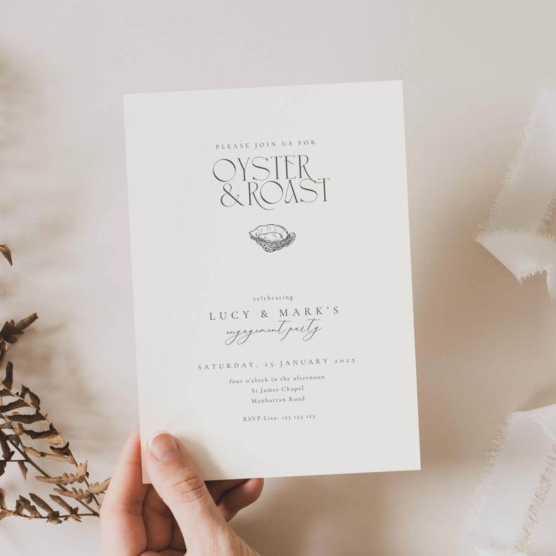 Oyster and Roast Engagement Party Invitation, Nautical Themed Oyster And Roast Engagement Invitation, Classic East Coast Engagement
