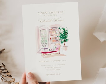 A New Chapter Begins Bridal Shower Invitation: Book Theme (Editable Template), Storybook, Pink, Next Chapter