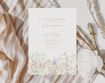 Wildflower Baby Shower Invitation: Pastel Florals (Editable Template)
