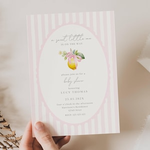 Invito baby shower al limone, invito "Un dolce piccolo è in arrivo", set di inviti baby shower al limone, invito baby shower agli agrumi, CP01
