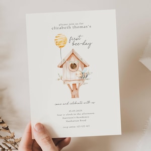 First Bee Day Birthday Invitation, Bee First Birthday Invitation, Sweet To Bee One Birthday Invitation, Bee Day Party, Cute Bee Invite, BEE