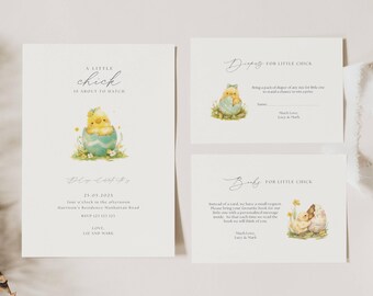 Chicken Baby Shower Invite, A Little Chick is About to Hatch, Little Chick Spring Baby Shower Invitation, Chick Floral Baby Shower, BY01