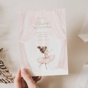 Söt tutu-inbjudan till 2-årsdag, söt tutu-födelsedagsinbjudan, ballerina-inbjudan, balett-födelsedagsinbjudan, rosa tutu-födelsedag