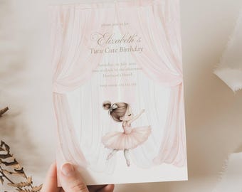 Tutu Cute 2nd Birthday Invitation, Tutu Cute Birthday Invitation, Ballerina Invite, Ballet Birthday Invitation, Pink Tutu Birthday