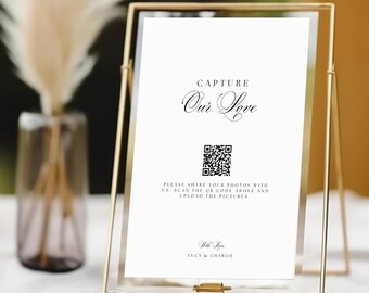 Capture The Love QR Code Sign Template, Qr Code to Share Wedding Photos, Printable Share The Love, Share The Love Qr Code Sign, TN01