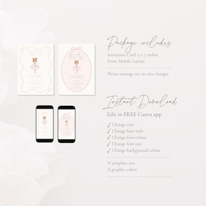 Tutu Cute 2nd Birthday Invitation, Tutu Cute Birthday Invitation, Pink Ballerina Invite, Ballet Pink Birthday Invitation, Pink Tutu Birthday Invitation Template, Ballerina Birthday with Bow Invitation Template