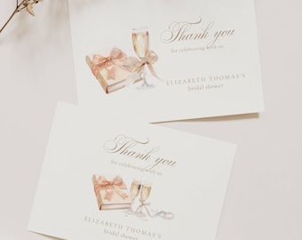 A New Chapter Begins Bridal Shower Thank You Card: Book Theme (Editable Template), Gold, Next Chapter