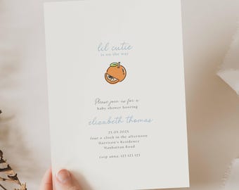 Lil Cutie On The Way Baby Shower, A Little Cutie is on the way Baby Shower Invite, Orange Little Cutie Invitation, Citrus Baby Shower, FR01
