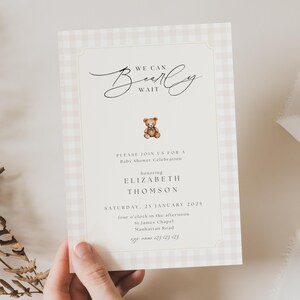 Can Bearly Wait Baby Shower Invito semplice, Invito baby shower orsetto, We Can Bearly Wait Baby Shower Invito di genere neutro, BY01