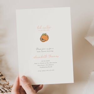 Lil Cutie On The Way Baby Shower, A Little Cutie is on the way Baby Shower Invite, Orange Little Cutie Invitation, Citrus Baby Shower, FR01