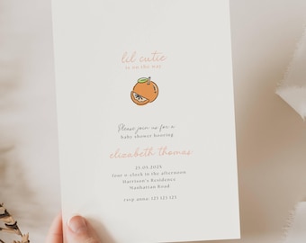 Lil Cutie On The Way Baby Shower, A Little Cutie is on the way Baby Shower Invite, Orange Little Cutie Invitation, Citrus Baby Shower, FR01