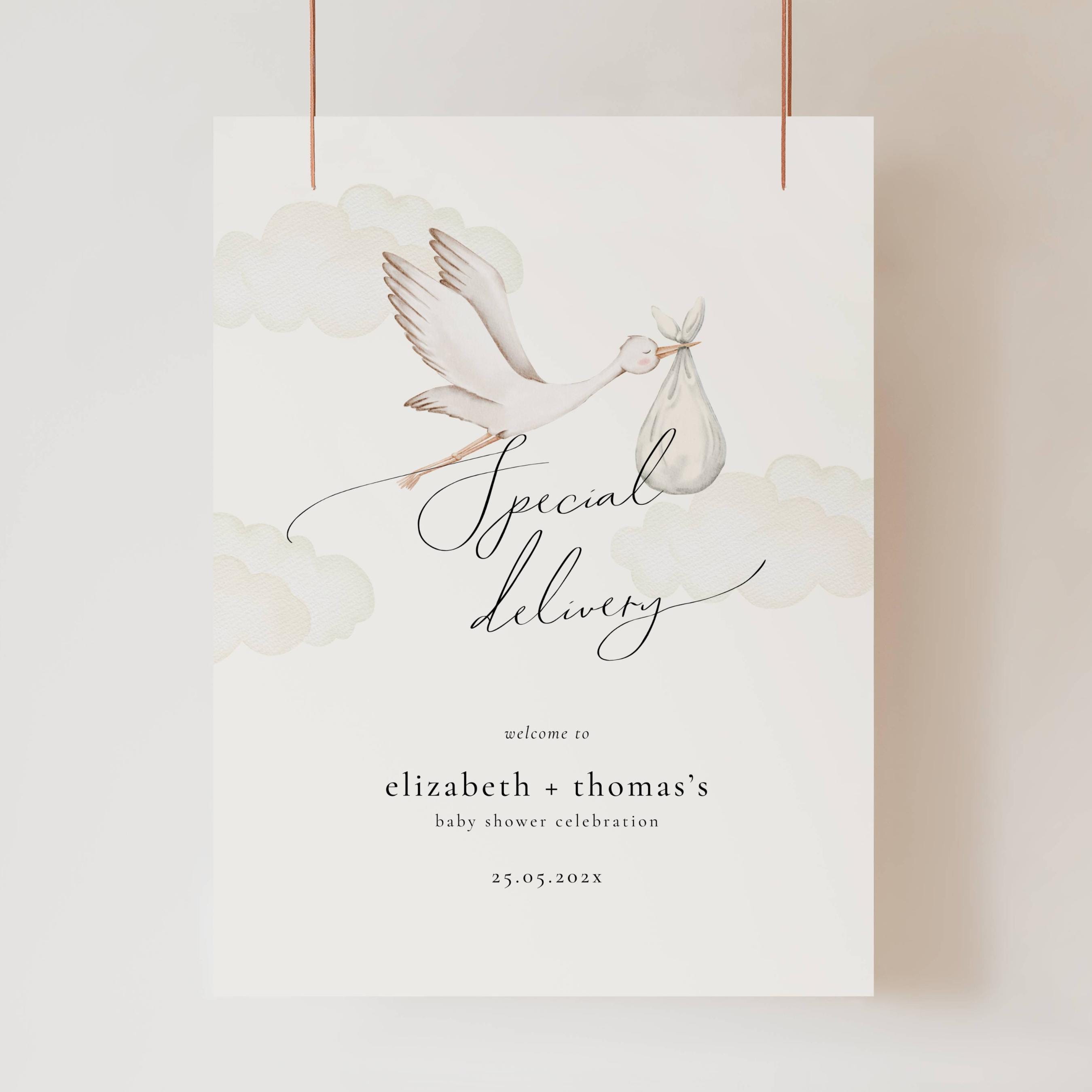 Stampa Baby Shower Blu Personalizzabile Con Giocattoli E Nuvole Vettore, Oro, Compleanno