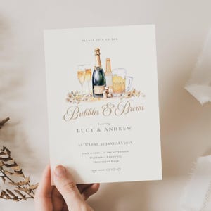 Bubbles and Brews Before I Do Invitation: Champagne and Beer (Editable Template), Engagement Party, Couples Shower
