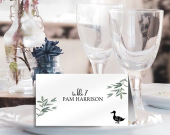 Sage Eucalyptus Place Cards Template, Instant Download, Greenery Wedding Place Card, Printable Place Cards Rustic, Eucalyptus Name Card, W07