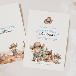 1st Rodeo Birthday Boy Invitations, First Rodeo Birthday Party Boy, My First Rodeo Birthday Invitation Boy, Little Cowboy Wild West, WB01