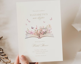 A New Chapter Bridal Shower Invitation, Book Theme Bridal Shower Invitation, Storybook Bridal Shower Invitation, Pink New Chapter Bride
