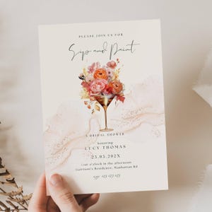 Sip and Paint Invitation, Paint and Sip Party Invitation, Paint and Pour Birthday Invitations, Sip and Paint Bridal Shower Invitation, SP01