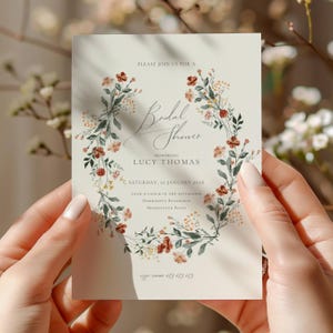 Fall Floral Bridal Shower Invitation, Boho Wildflower Bridal Shower, Autumn Bridal Shower Invitation, Fall In Love Autumn Bridal Shower FW01