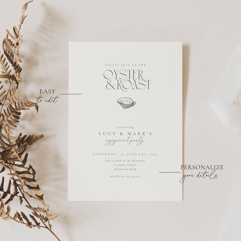 Oyster and Roast Engagement Party Invitation, Nautical Themed Oyster And Roast Engagement Invitation, Classic East Coast Engagement