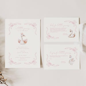 Invito Baby Shower Swan, Invito Baby Shower Bambina Swan, Una Piccola Principessa è in Arrivo Baby Shower, Invito Baby Shower Bambina Swan Princess, CP01