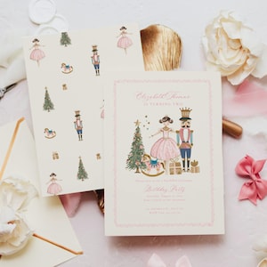Nutcracker Sugarplum Birthday Invitation: Christmas Girl (Editable Template)